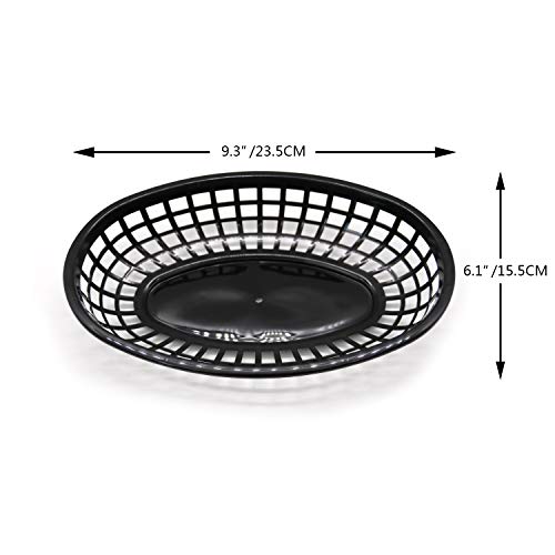 Foodservice Fast Food Baskets 9.25 x 6 inch Oval Set of 24 Black - Thumbnail 3