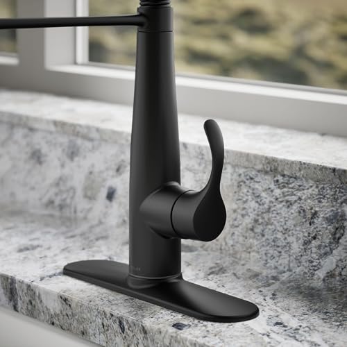 Image of KOHLER 22033-BL Simplice Semi Professional Kitchen Sink Faucet, Three Function Sprayhead, Commercial Faucet, Matte Black