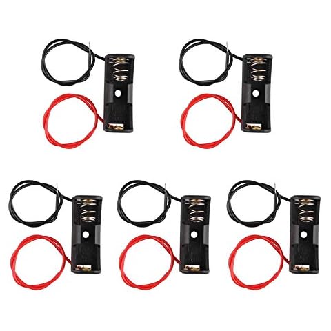 HALJIA 5Pcs 12V A23L 23A Plastic Spring Clip Battery Holder Case Storage Box with Wire Leads Black Cover