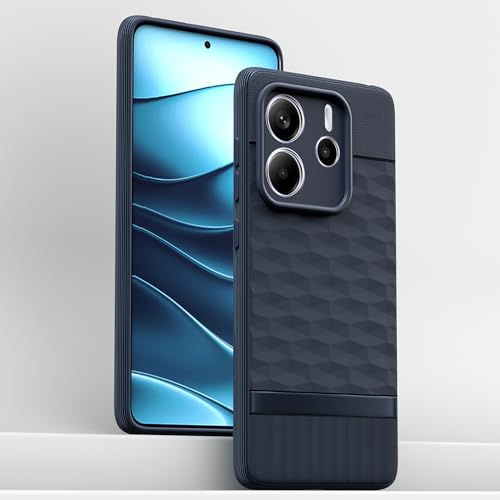 Image of Pikkme Back Cover for Redmi Note 14 5G Camera Protection 3D Hexa Cube Design Silicone Protective Bumper Case (Blue)