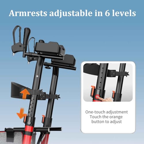 Nihhcune Senior Walker with Backrest & Cane Holder, Lightweight & Foldable Rolling Aid