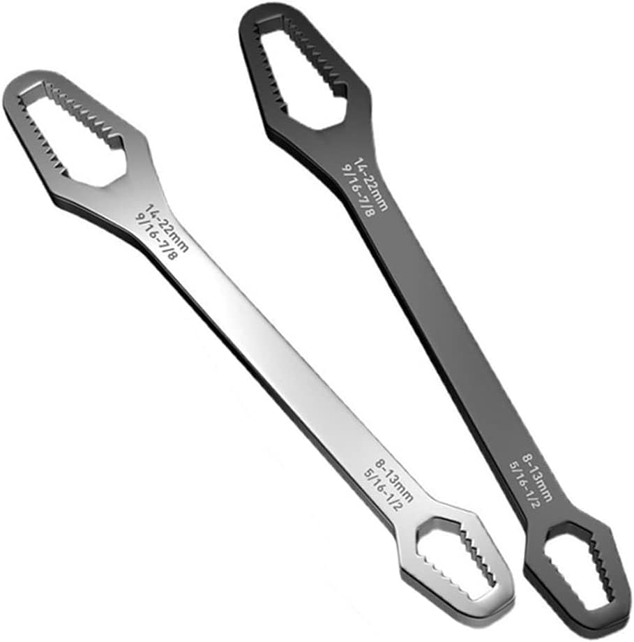 Universal Torx Wrench Double-Head Self-Tightening Wrench, 3-24mm Adjusting Universal Car Torx Wrench, All in One Wrenches for Outdoor Riding Home Improvement Automotive Task (Silver+Black)