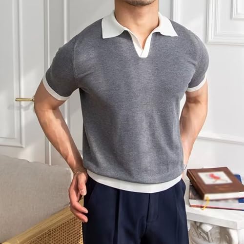 Men Solid Comfy Lapel Fashion Trendy Shirt Casual Light Ripe Wind Pullover Tops Summer Classic Young Polo Shirts2