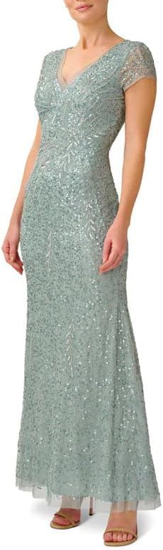 Adrianna Papell Womens Beaded Mermaid GownSpecial Occasion Dress - Image 7