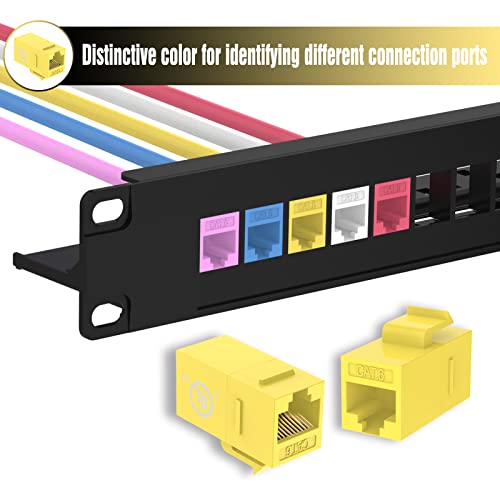 Vce Cat6 Keystone Coupler Ul Listed, Rj45 Female To Female Ethernet Insert Jack Utp Network Inline Connector - Yellow 5-Pack #TOP3