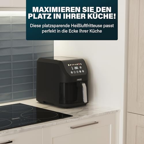 Princess SlimFry Airfryer, 8L Fassungsvermögen, 2000W, 8 Programme, Digitales Touchscreen, Einstellbare Temperatur, Sichtfenster… – Ansicht 4