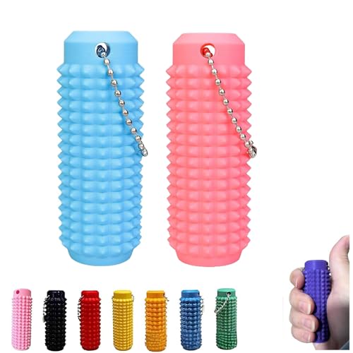 2Pack Little Ouchies Fidget,Little Ouchies Pain Fidget,Stress Relief Toy,Spiky Grippie Stim Keychain for Anxiety Relief Positiv Fidget Keychain (Blue+Pink)