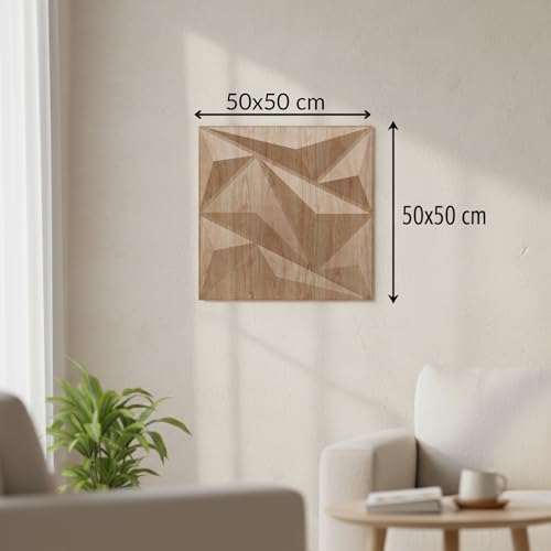 Image of Kayra Decor Wall Panels for Bedroom Alps Design Beech Wood Color 19.7 inch x 19.7 inch (Pack of 40) - Covers 107.80 Sq. Ft.