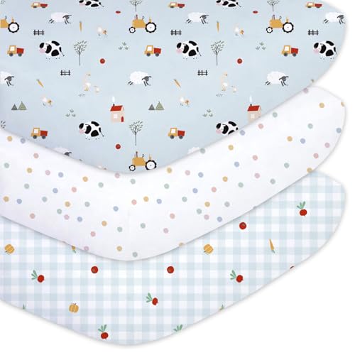 Image of Little Grape Land 3 Pack Crib Sheets Baby Toddler Sheets,52x28
