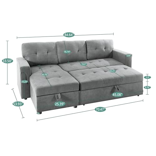 Naomi Home 99793 Transform Any Space: Sleeper Sectional Sofa thumb #1