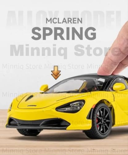 Image of 1:24 Maclaren 720s Sports Model Exclusive Alloy Diecast Pull Back Toy car with Openable Doors & Light Music Toys for Kids Boy Girl Gift (1:24 Maclaren 720s -Yellow)