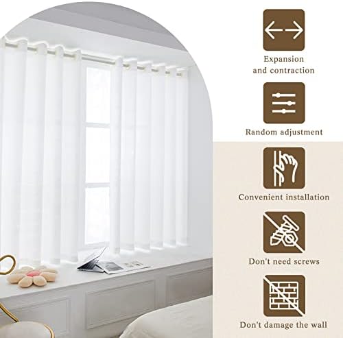 Telescopic Tension Rod Spring Loaded Shower Curtain Pole 60-110cm, Extendable Hanging Bar for Light Weight Nets & Voiles Wardrobe Closet Cabinet