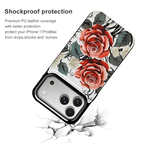Coque fine iPhone 17抗震 protection motif fleurs et rangement carte