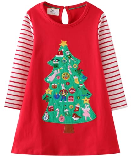 Toddler Girl Christmas Dress Girls Long Sleeve Dresses Fall Winter Cotton Casual Tunic Shirt Outfits Clothes