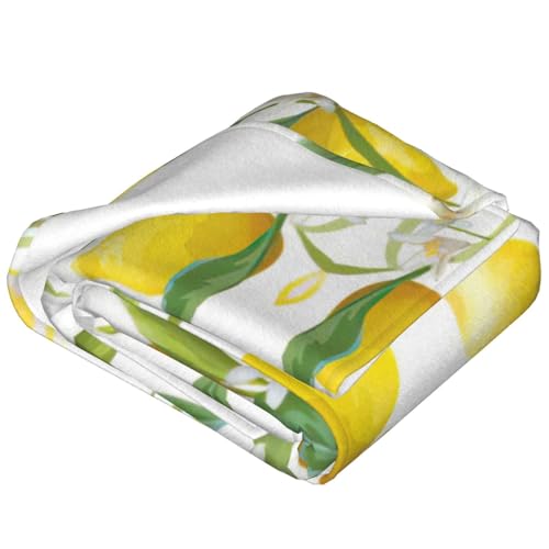 Couverture polaire légère lit jeté de canapé imprimé citrons - 5