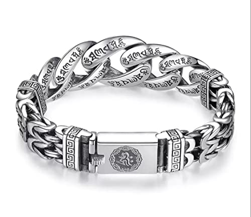 Aprifire 925 Silver Cuban Link Curb Chain Bracelet, Retro Modern Silver Plated Men's Bracelet