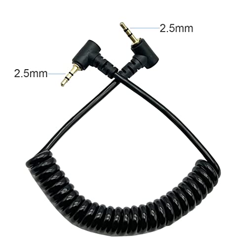 LiKuCo Coiled 2.5mm Audio Cable Coiled 2.5mm to 2.5mm Double Angled Male to Male Stereo Headset Headphone Jack Gold Plated Connector Wire Cord Plug Cable (2Pack) - Image 2