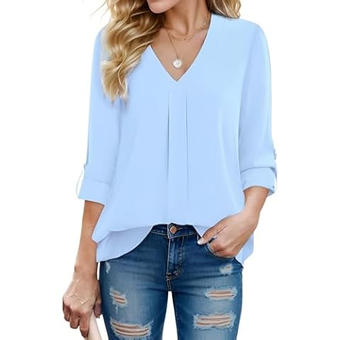 Cnlinkco Chiffon V Neck Blouse Cover