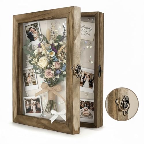 Image of TJ.MOREE Shadow Box 8x10 Memory Display Case Wood Picture Frame Carbonized