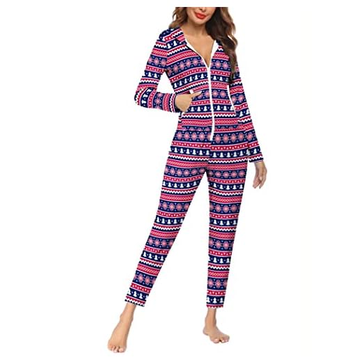 Ekouaer Womens Onesie Pajamas with Pockets Union Suit Pajamas Sleepwear Hooded Jumpsuit S