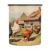 CZXW Farmhouse Roosters Coffee Canister 30oz Stainless Steel Airtight Food Storage Container with Lid for Beans/Cereal Preserval