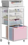 OGFC 26304 Rolling File Cart Wheels, 4 Drawer Mobile Filing Cabinet for Home Office, Hanging File Organizer, Under Desk Storage, Multifunctional Utility Cart Printer Stand, White