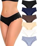 FINETOO 6 Pack de ropa interior sin costuras para mujer Sexy Low Rise Hipster Wave Edge No Show Bikini Panties Mujer Cheeky...