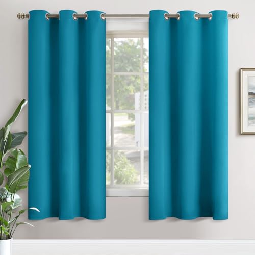 Image of YoungsTex Blackout Curtains 72 Inches Length for Bedroom - Thermal Insulated Drapes with Grommet Room Darkening Privacy for Living Room, 2 Panels, Teal Blue, 42 x 72 Inch