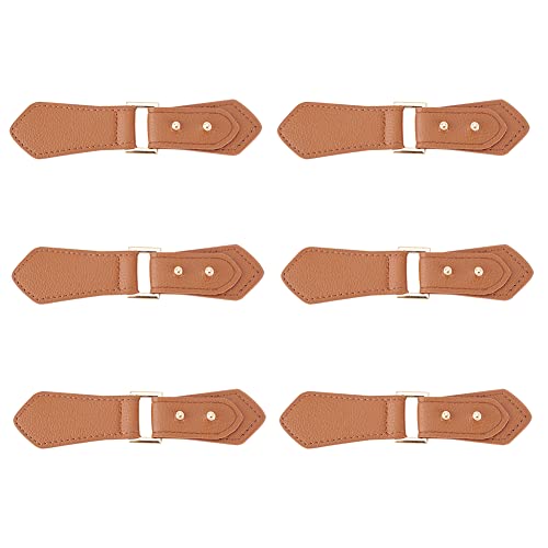 FINGERINSPIRE 6 works Leather Sew-On Toggles Closures Saddle Brown PU Leather Snap Toggle with Pins Metal Leather Clasp Fastener Replacement Snap Toggle for Shoes Coat Jacket Bags DIY Craft