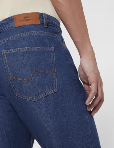 Image of Amazon Brand - Symbol Men 100% Cotton Relaxed Straight Fit Jeans | Casual Denim | Available in Plus Sizes