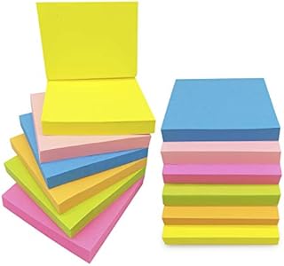 Sticky Notes 3"×3" 3 Colors, 12 Pads Self-Stick Notes, 100 Sheets/Pad, Post Notes for Study, Works, Daily Life (Black, White, Brown)