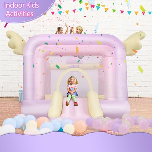 AKEYDIY Bounce House, Pastel Bouncer with Slide, Inflatable Jumping Bouncy Castle for Kids Girls Birthday Party Gifts Outdoor & Indoor Play Equipment, UL Blower Included - Thumbnail 2