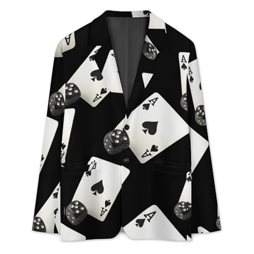 Aces-Spades Playing Card Dice Casual Men's Blazers Two Button Lapel Suits Jacket Lightweight Sport Coats3