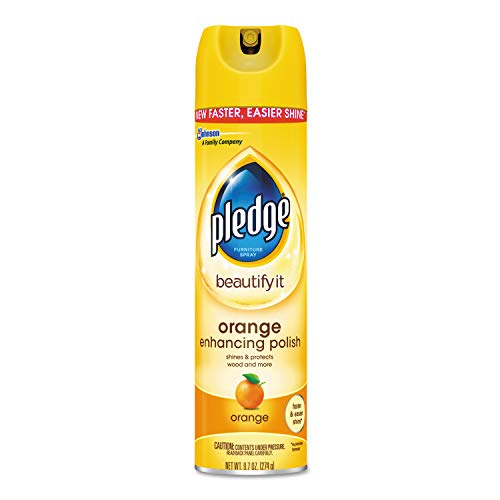 Pledge Beautify It Orange Enhancing Polish Spray - Removes Dust and Fingerprints. Provides Protective, Glossy Coating (1 Aerosol Spray), 9.7 oz