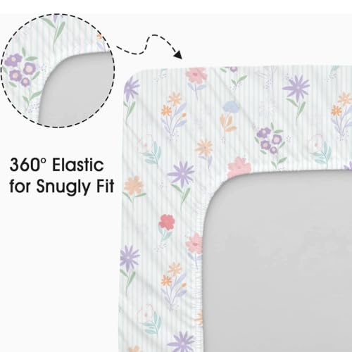 Image of Little Grape Land Bassinet Sheets for Baby Boys Girls 4 Pack (Garden)
