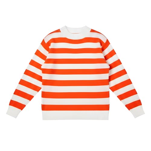 Orange and White Striped Sweater