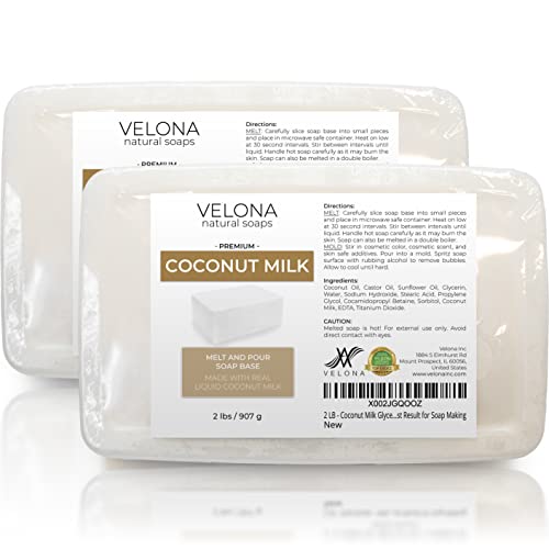 velona 2LB + 2LB - COCONUT MILK Glycerin Soap Base SLS/SLES Free | Melt and Pour | Natural Bar for The Best Result for Soap Making