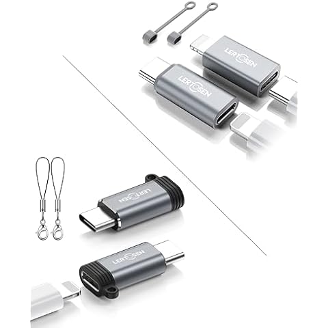 LERTOSEN Light-ning Female to USB C Male Adapter 2 Pack + Light-ning Female to USB-C Male Adapter & USB-C Female to Light-ning Male Adapter 2 Pack (Bundle) Cover