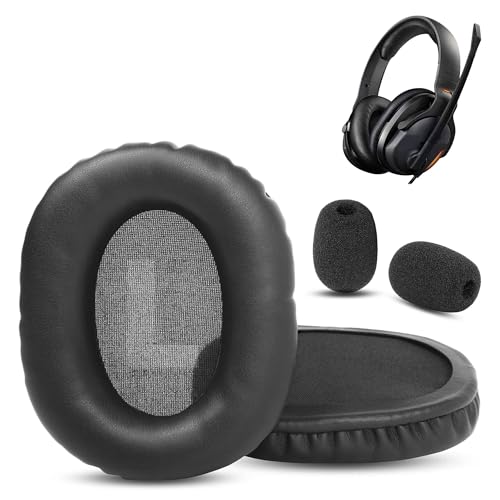 Khan Aimo Headset Ersatz Ohrpolster Kompatibel mit Roccat Khan Aimo Kopfhörer(Proteinleder und Memory-Schaum Ersatzpolster)