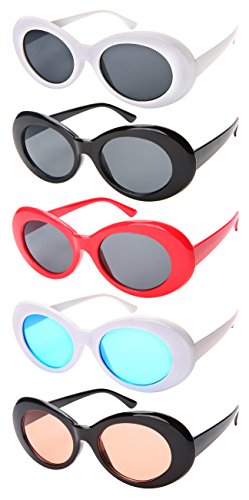Edge I-Wear Retro Inspired Plastic Oval Sunglasses Clout Goggles with Solid Lens3
