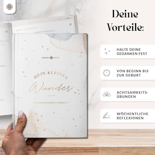 Lebenskompass Schwangerschaftstagebuch WUNDER Schwangerschaftsbuch für Erinnerungen, Reflexion und Achtsamkeit - Tagebuch Schwangerschaft mit Platz für Fotos und Notizen - A5