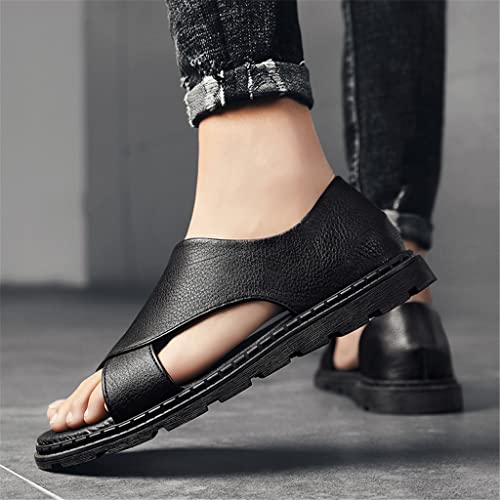 Casual Men Sandals Outdoor Breathable Walking Slippers Male Slides Lightweight Leather Comfortable Men Sandals(D,7.5)3