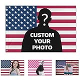 Custom american flag Personalised your photo 2X3FT/2.5X4FT/3X5FT/4X6FT Classic, Retro, Pink-Style American Flag Design - Suitable For Decorating Musicals, Clubs, Bedrooms, Parties
