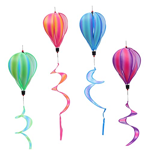 Generic Hot Air Balloon Wind Spinner Set 4pcs Colorful Decorative Outdoor Balloons Windmill for Parties Dec