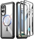 Poetic Guardian Case for Galaxy S25 Edge 5G 6.7 inch (2025), [Magnetic Ring Stand] Built-in Screen Protector [Work with Fingerprint ID] Full Body Shockproof Rugged Clear Case, Black/Clear