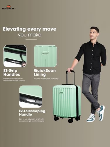 Image of Move-Meant Cabin ROAMIFY Small Suitcase 55 Cm 8 Wheels Number Lock Poly Carbonat HPS Green Trolley Bag for Men & Women | 360 Degree Wheeling System Luggage | Trolley Bags for Travel
