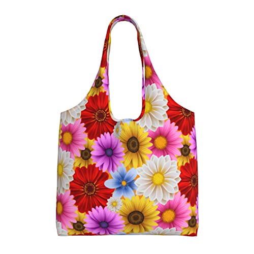 WOAIDY Reusable Grocery Bags for Kitchen, Foldable Durable Shopping Totes with 50lbs Capacity, Large Washable Tote Bags with Handles (Colorful Flower Patterns) -  f1djbd_526292153