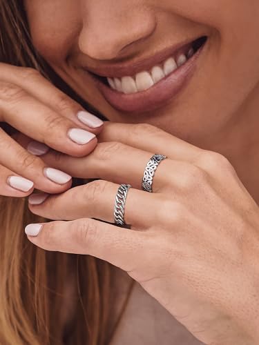 Bandmax Sterling Silver Rings for Men Women 5MM Wide Chunky Band Ring Classic Minimalist 925 Silver Rings Pinky Ring Cocktail Ring Wedding Ring3