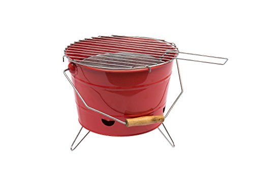 Preisvergleich Produktbild carcoa BBQ Bucket tragbarer Holzkohlegrill, rot