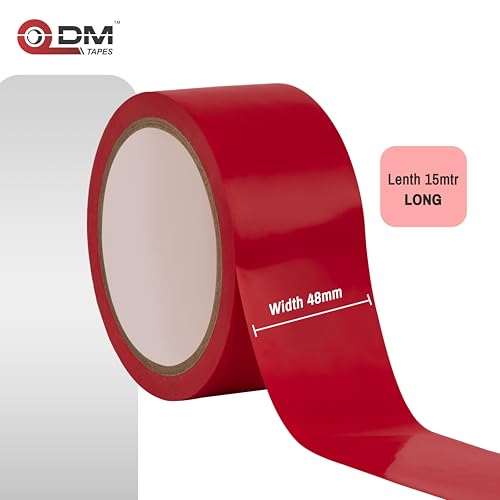 Image of DM TAPES Floor Marking Tape for Safety | Self Adhesive Tape | Multipurpose Marking Tape, for Warehouses and Commercial Use | (Red)